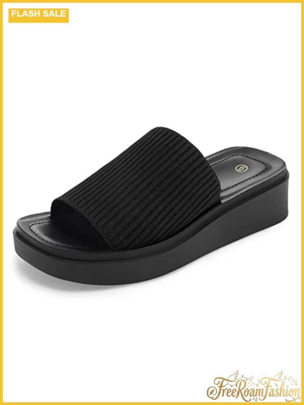 Women's Knit Platform Sandals Breathable Non-Slip Summer Slides
